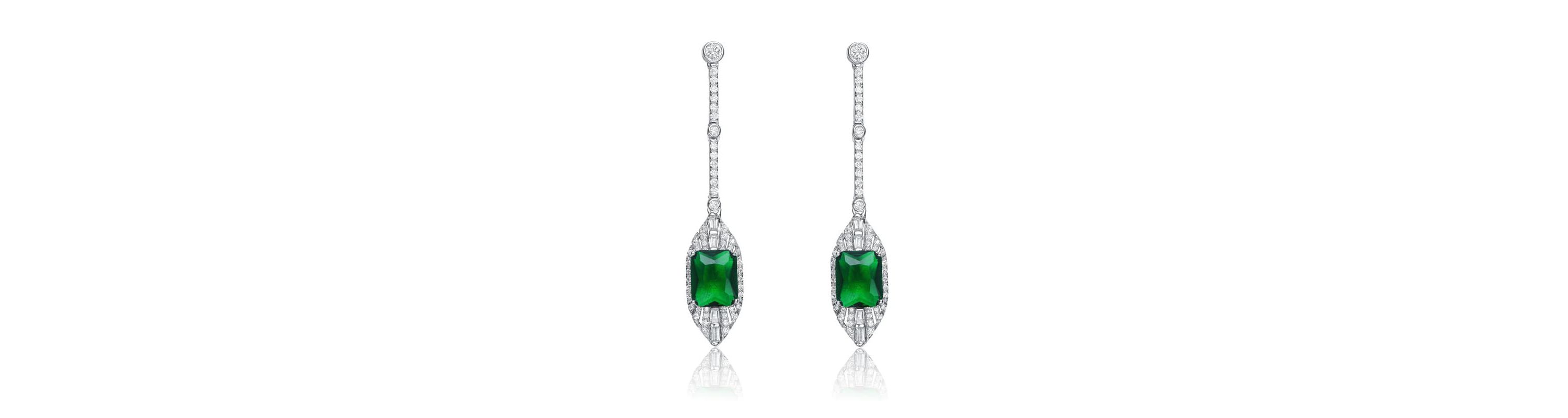 Lab Created Sterling Silver White Gold Plated with Colored Cubic Zirconia Drop Earrings