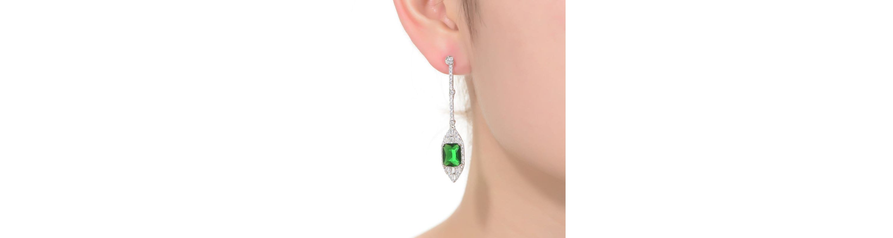 Lab Created Sterling Silver White Gold Plated with Colored Cubic Zirconia Drop Earrings