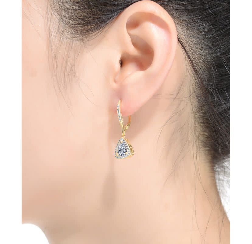 Lab Created Sterling Silver with Clear Triangle Cubic Zirconia Drop Earrings