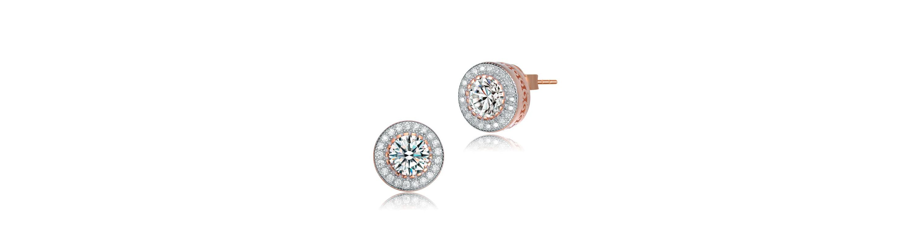 Lab Created Sterling Silver with Clear Cubic Zirconia Round Stud Earrings