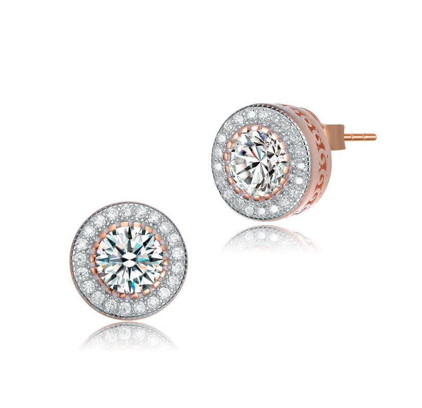 Lab Created Sterling Silver with Clear Cubic Zirconia Round Stud Earrings