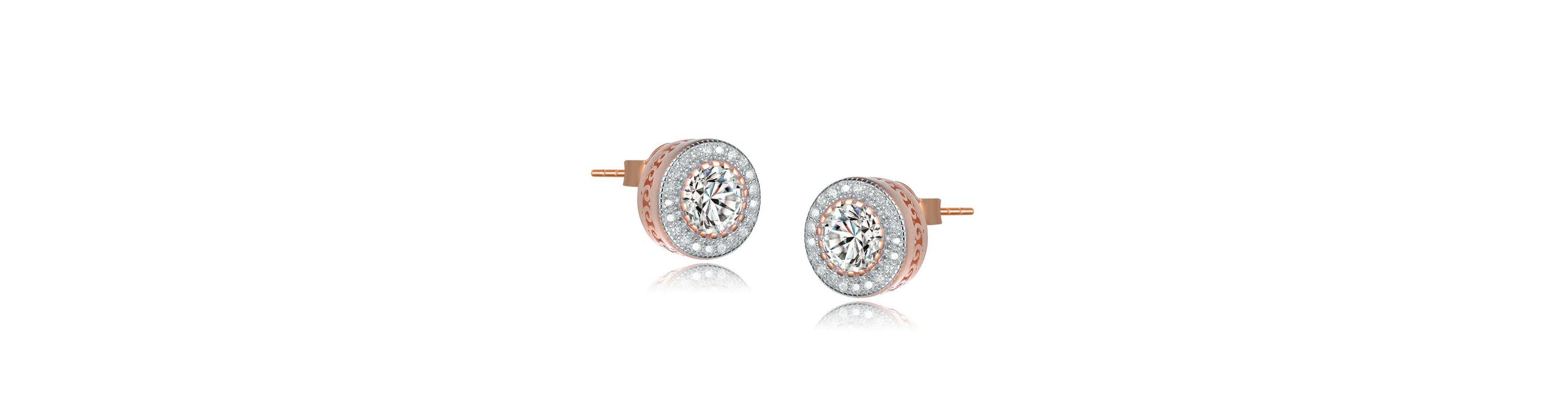 Lab Created Sterling Silver with Clear Cubic Zirconia Round Stud Earrings