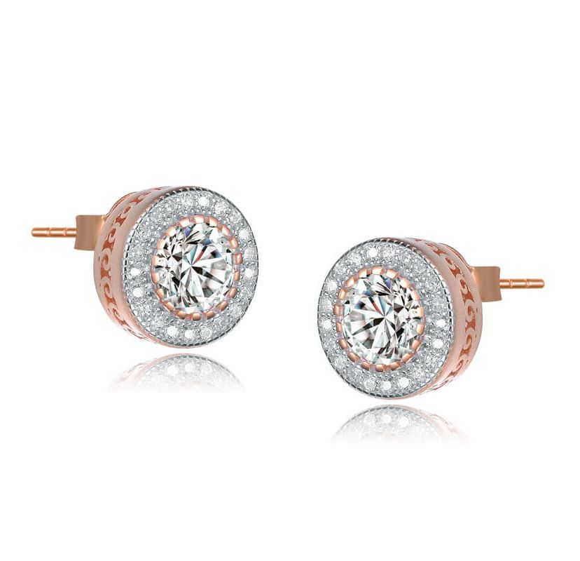 Lab Created Sterling Silver with Clear Cubic Zirconia Round Stud Earrings