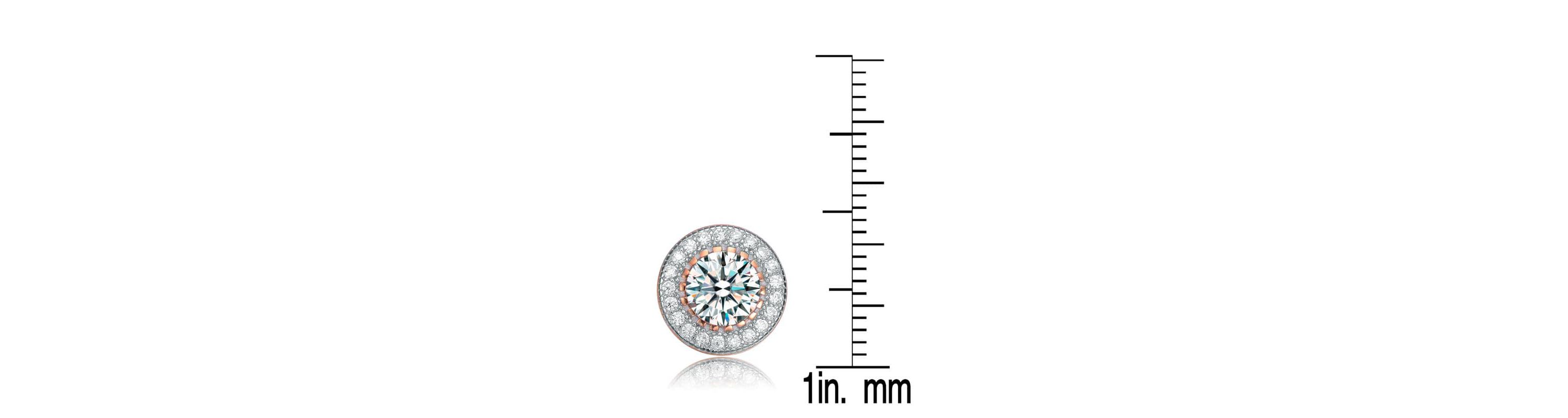 Lab Created Sterling Silver with Clear Cubic Zirconia Round Stud Earrings