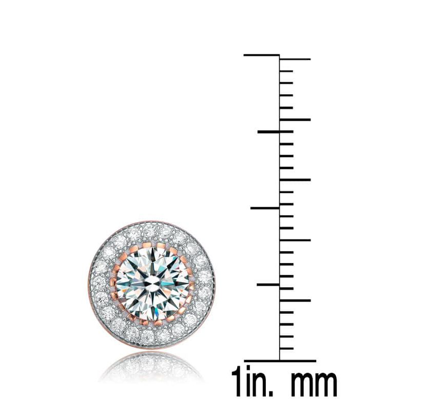 Lab Created Sterling Silver with Clear Cubic Zirconia Round Stud Earrings