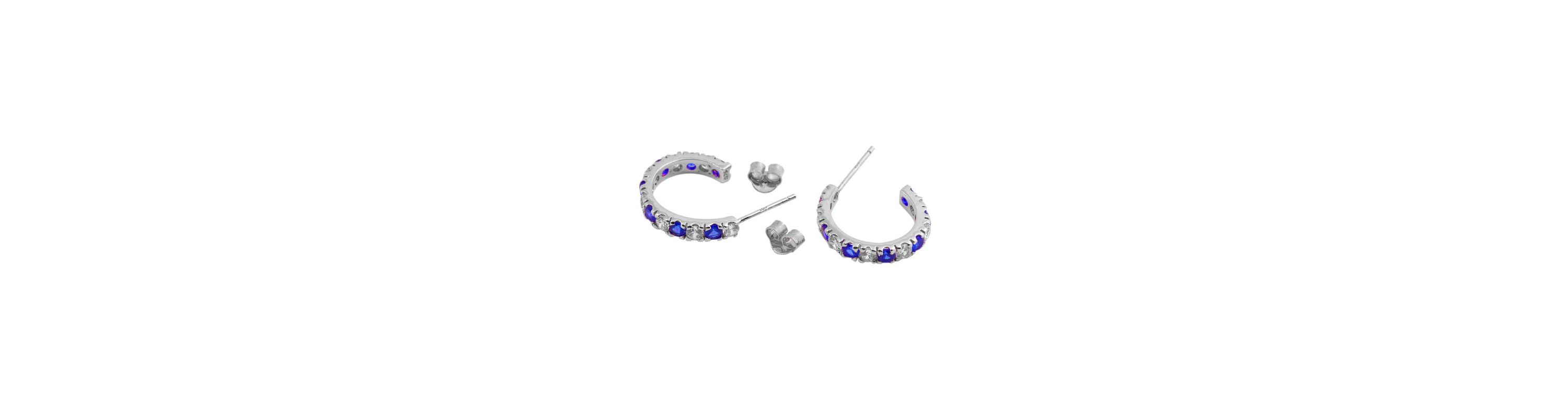Lab Created Sterling Silver White Gold Plated with Colored Cubic Zirconia C-Shaped Hoop Earrings