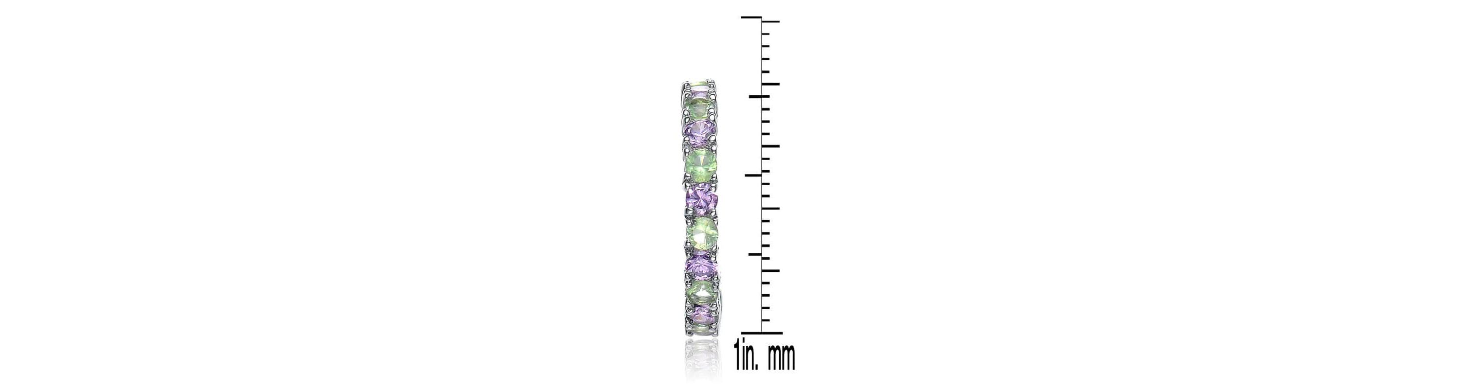 Lab Created Sterling Silver White Gold Plated with Colored Cubic Zirconia C-Shaped Hoop Earrings