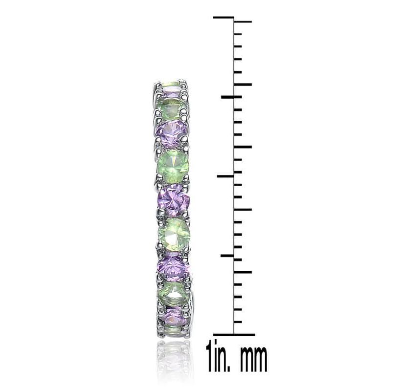 Lab Created Sterling Silver White Gold Plated with Colored Cubic Zirconia C-Shaped Hoop Earrings