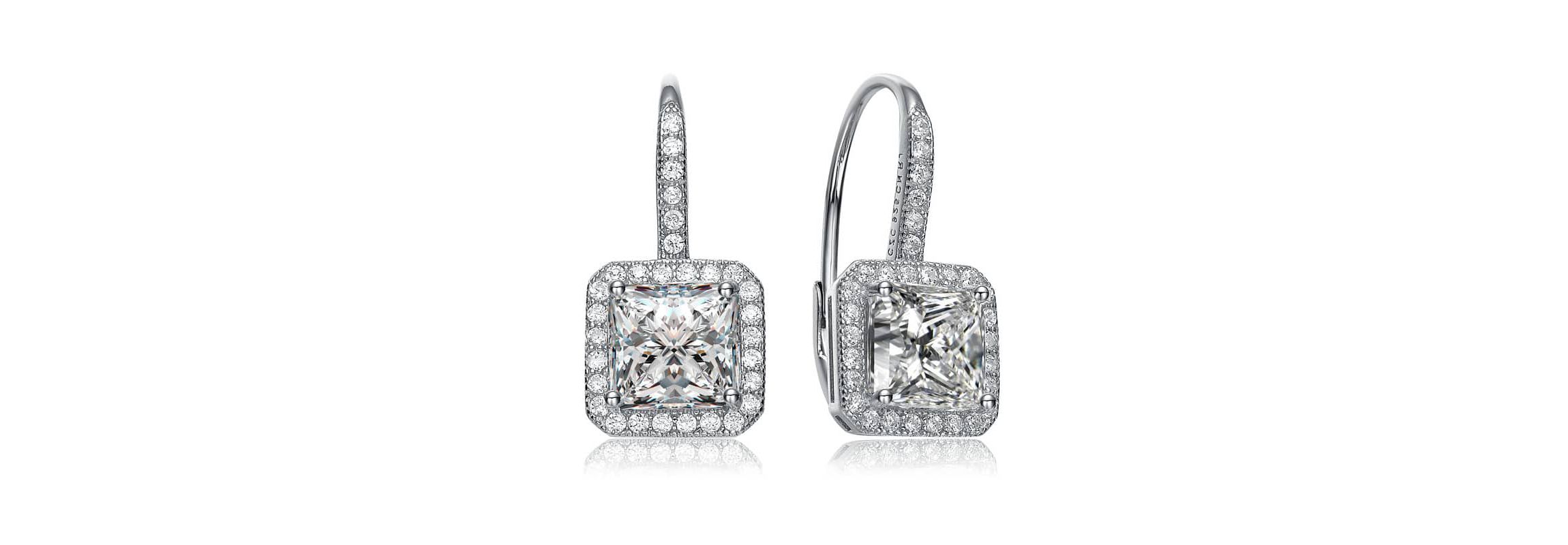 Lab Created Sterling Silver with Colored Cubic Zirconia Square Cushion Drop Earrings