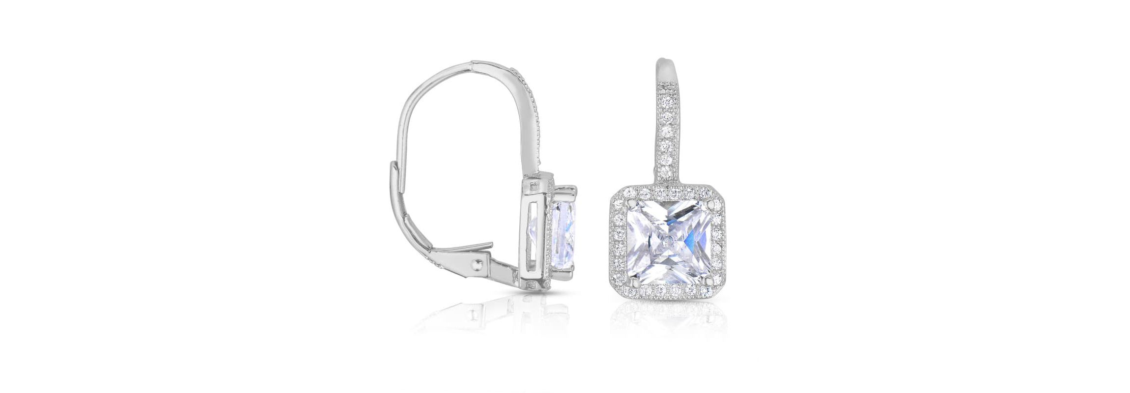 Lab Created Sterling Silver with Colored Cubic Zirconia Square Cushion Drop Earrings