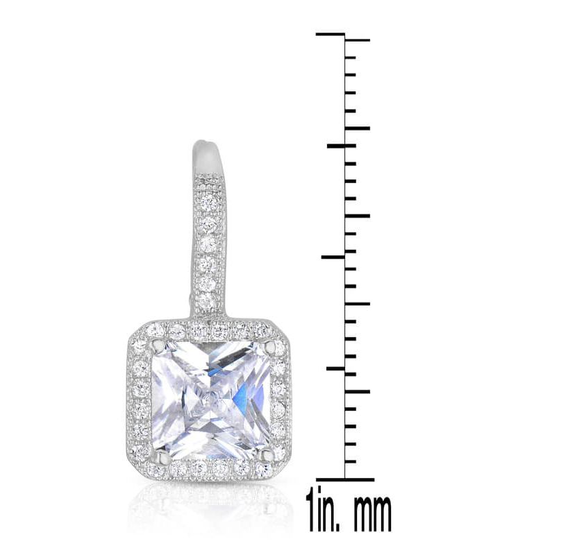 Lab Created Sterling Silver with Colored Cubic Zirconia Square Cushion Drop Earrings