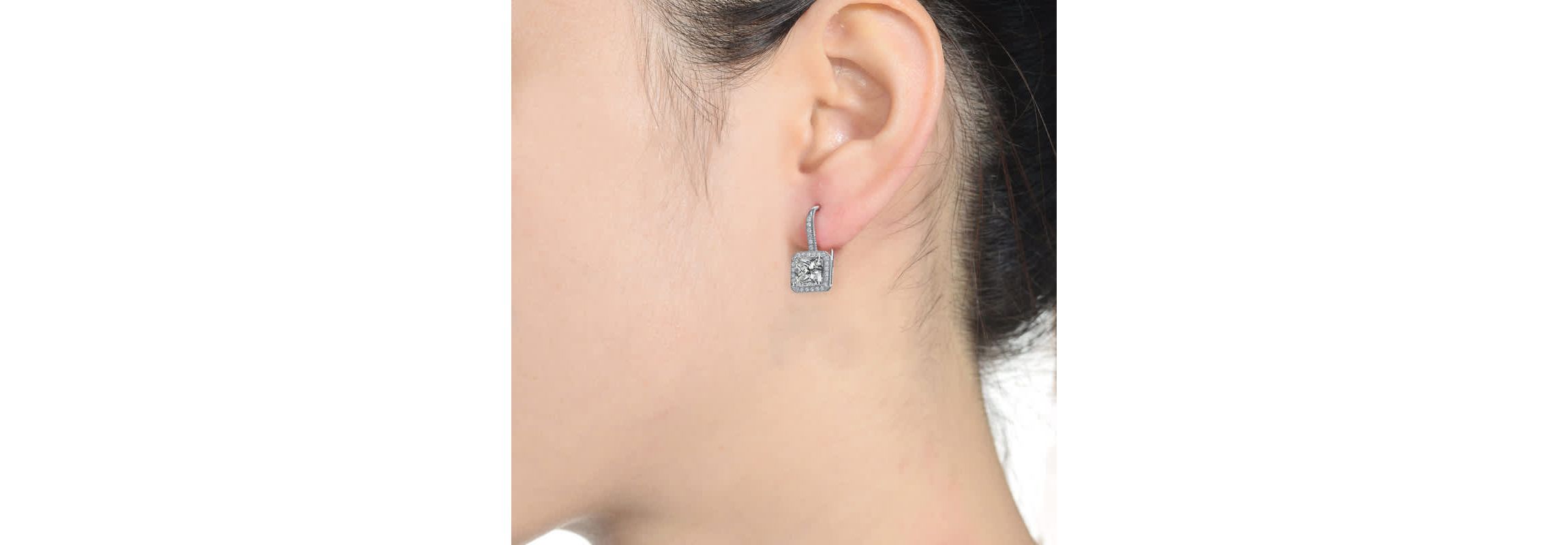 Lab Created Sterling Silver with Colored Cubic Zirconia Square Cushion Drop Earrings