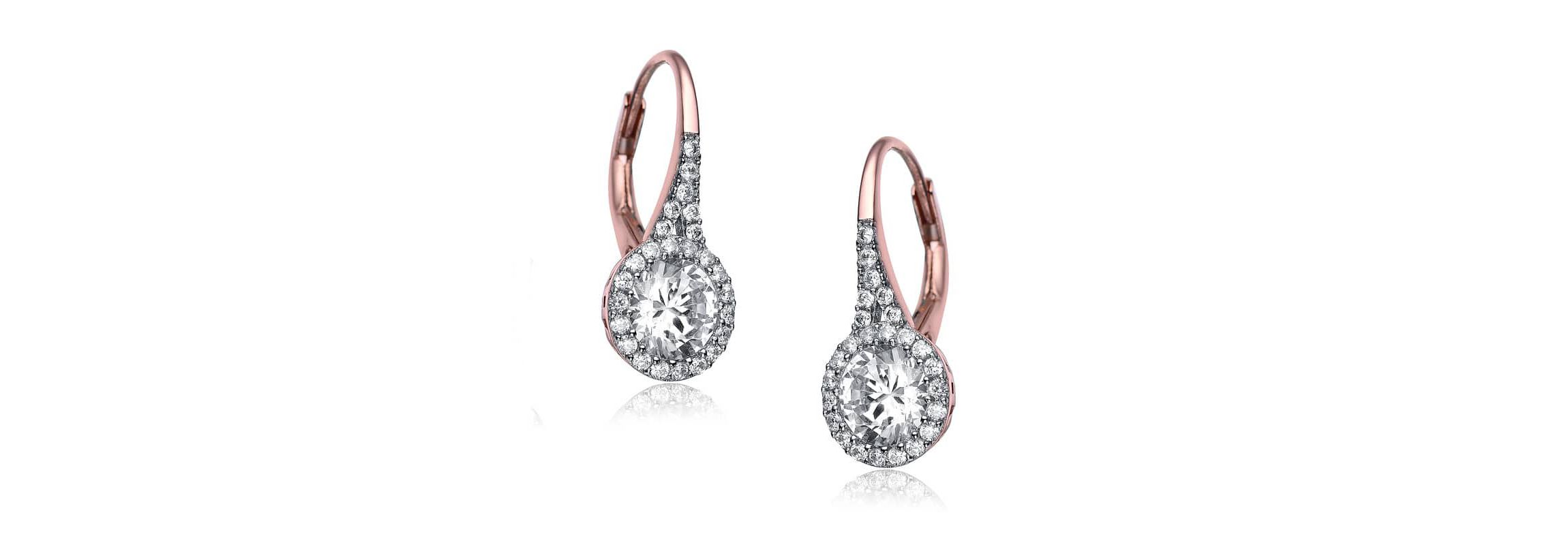Lab Created Sterling Silver with Clear Round Cubic Zirconia Halo Drop Earrings