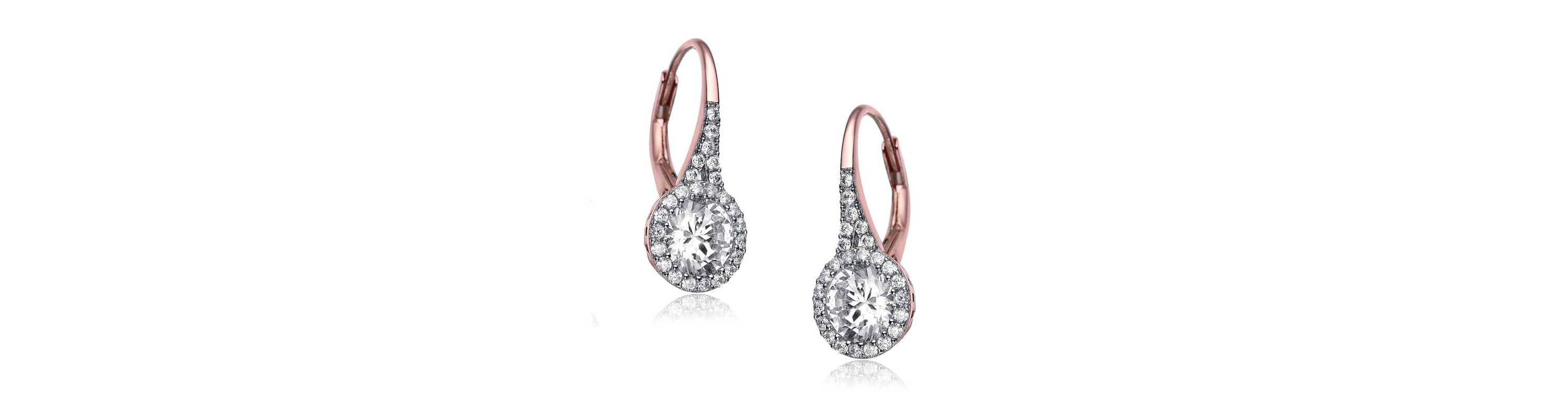 Lab Created Sterling Silver with Clear Round Cubic Zirconia Halo Drop Earrings
