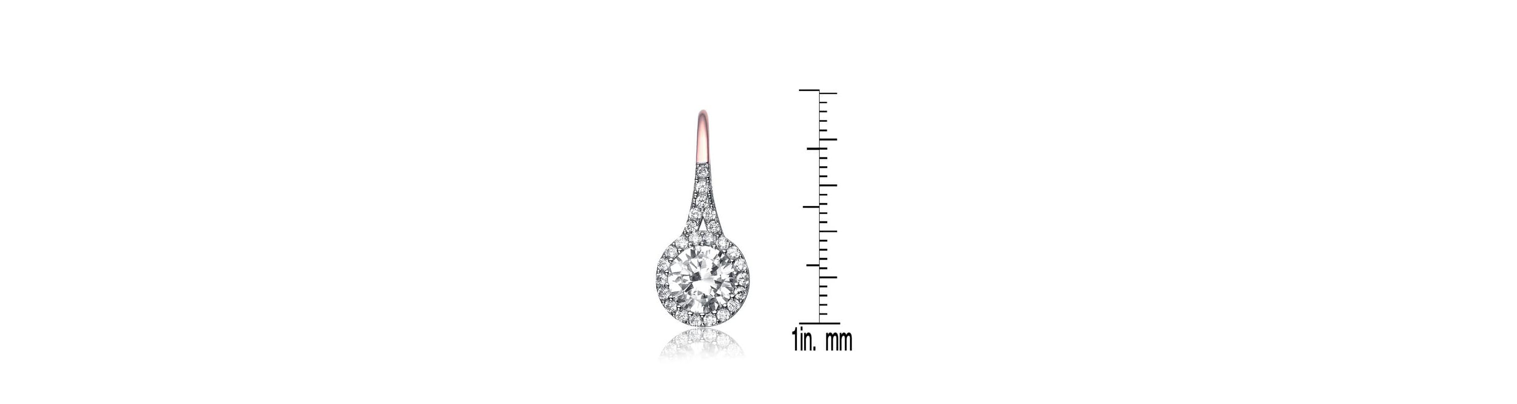 Lab Created Sterling Silver with Clear Round Cubic Zirconia Halo Drop Earrings