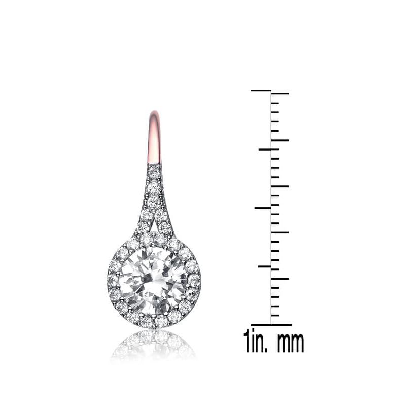 Lab Created Sterling Silver with Clear Round Cubic Zirconia Halo Drop Earrings