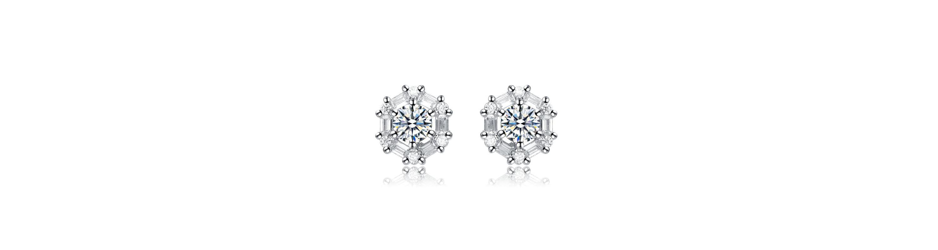 Lab Created Sterling Silver with Colored Round & Baguette Cubic Zirconia Stud Earrings