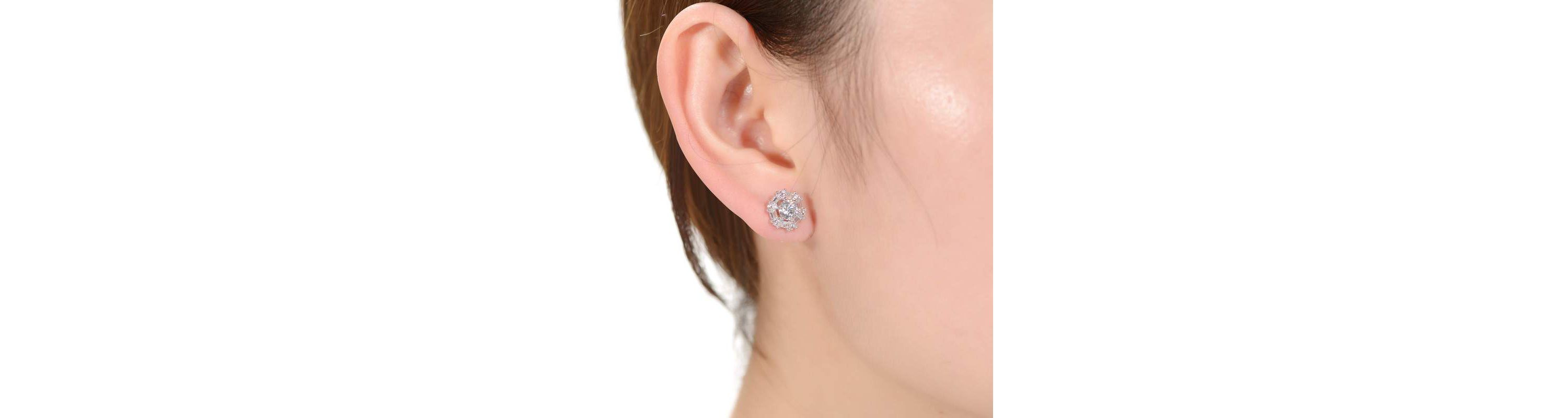 Lab Created Sterling Silver with Colored Round & Baguette Cubic Zirconia Stud Earrings