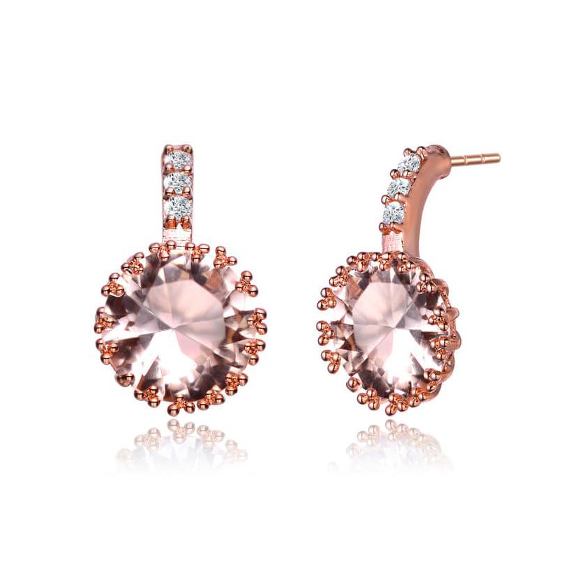 Lab Created Sterling Silver with Clear Cubic Zirconia Solitaire Triple Prong Drop Earrings