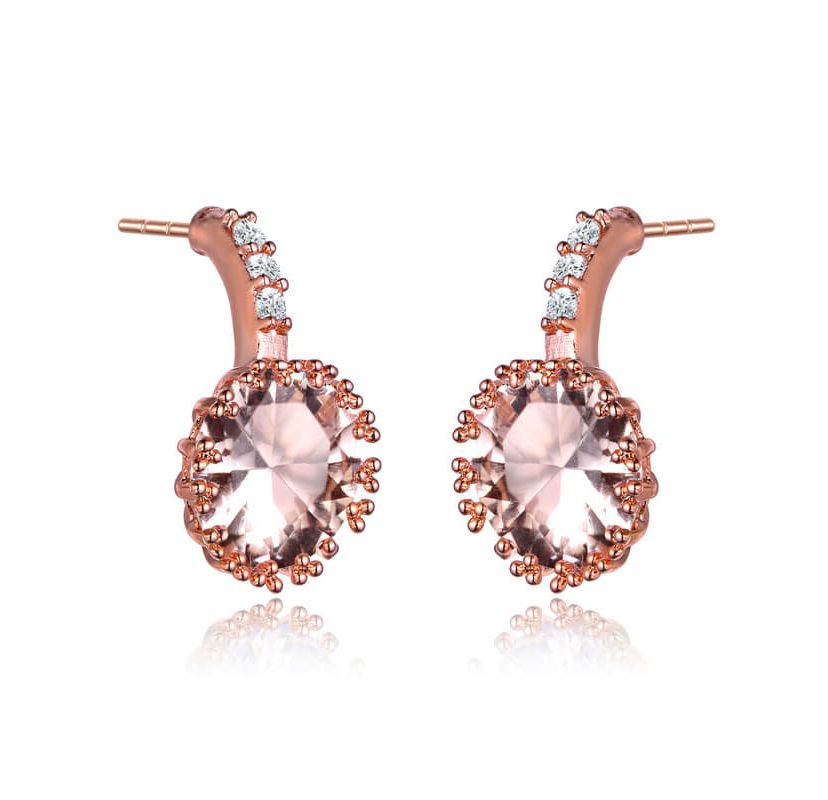 Lab Created Sterling Silver with Clear Cubic Zirconia Solitaire Triple Prong Drop Earrings
