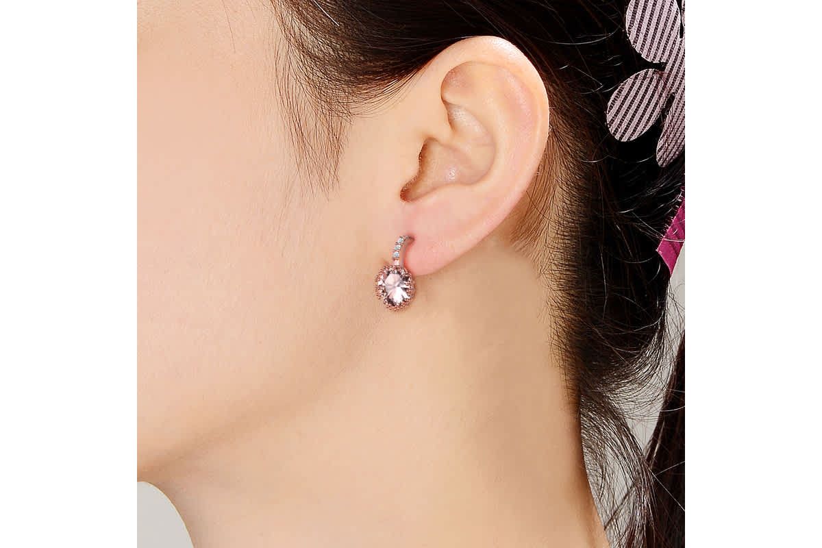 Lab Created Sterling Silver with Clear Cubic Zirconia Solitaire Triple Prong Drop Earrings