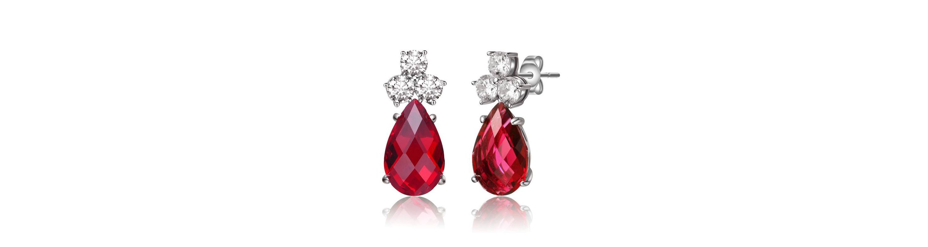Lab Created Sterling Silver White Gold Plated with Colored Cubic Zirconia Pear Drop Earrings