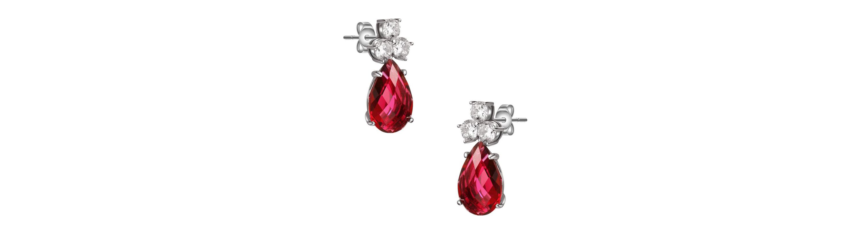 Lab Created Sterling Silver White Gold Plated with Colored Cubic Zirconia Pear Drop Earrings