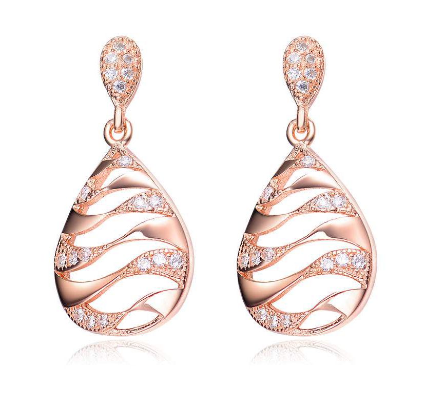 Lab Created Sterling Silver with Clear Round Cubic Zirconia Drop Earrings