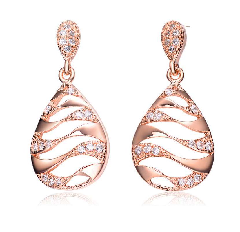 Lab Created Sterling Silver with Clear Round Cubic Zirconia Drop Earrings