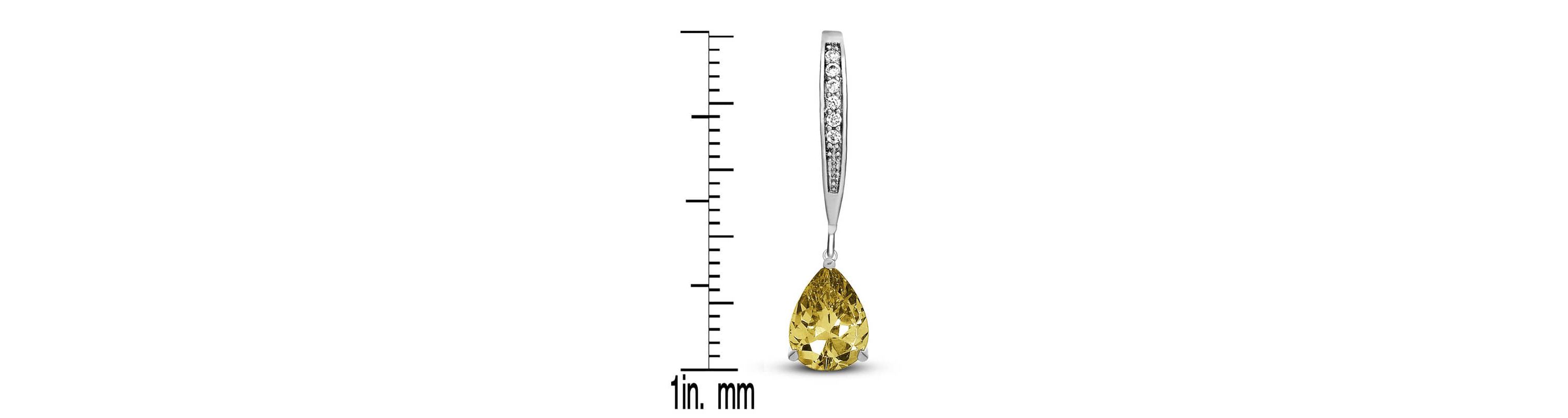 Lab Created Sterling Silver White Gold Plating with Colored Cubic Zirconia Teardrop Leaver Back Earrings