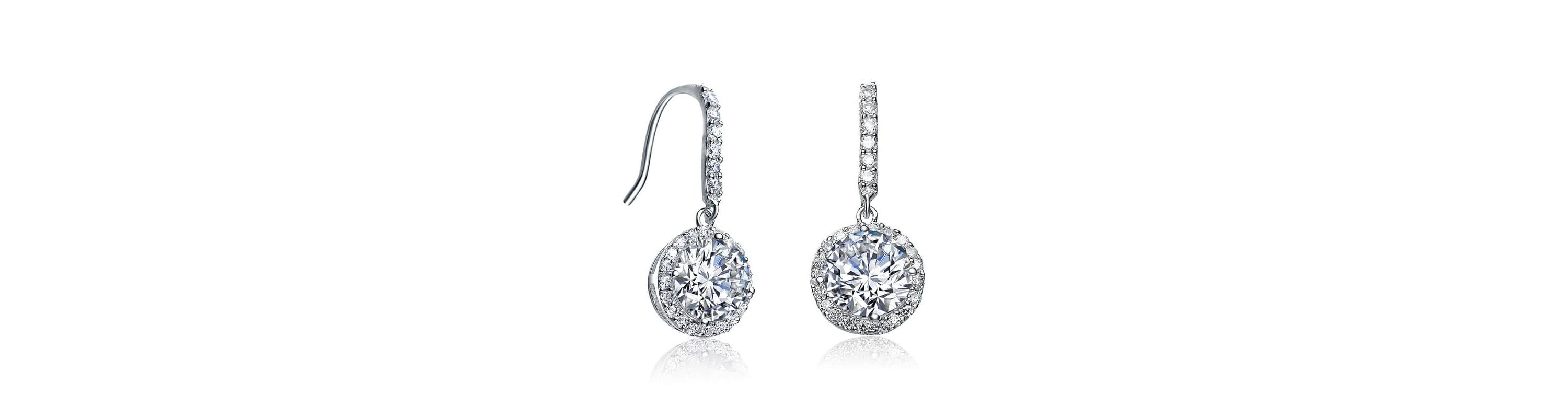 Lab Created Sterling Silver with Clear Cubic Zirconia Dangle Hook Earrings