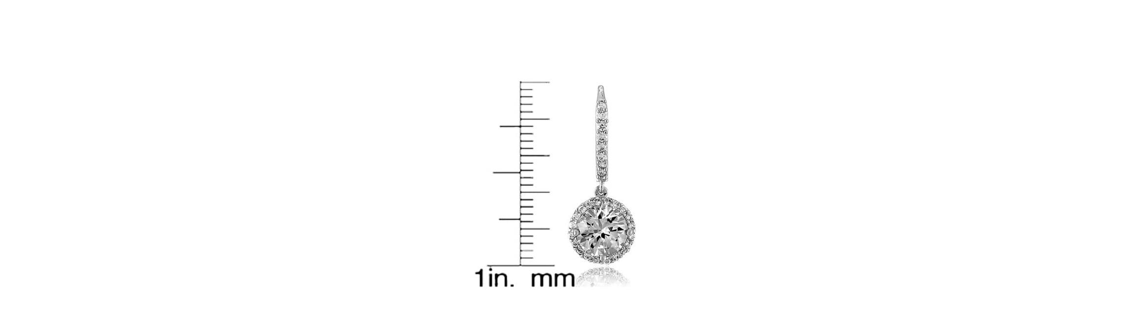Lab Created Sterling Silver with Clear Cubic Zirconia Dangle Hook Earrings