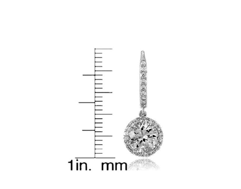 Lab Created Sterling Silver with Clear Cubic Zirconia Dangle Hook Earrings