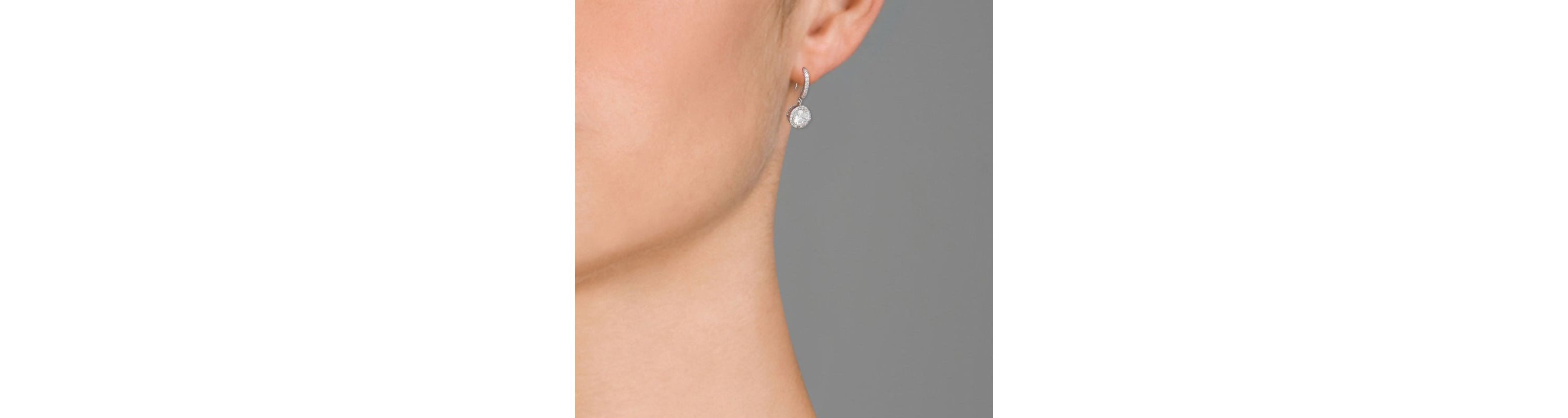 Lab Created Sterling Silver with Clear Cubic Zirconia Dangle Hook Earrings