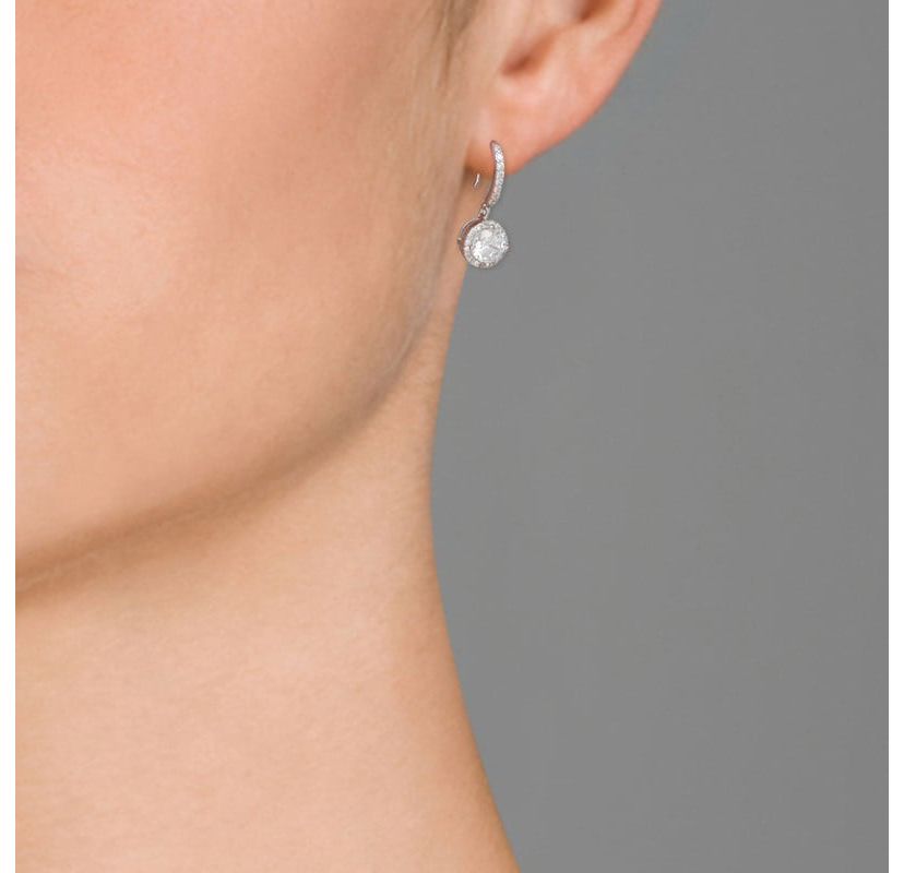 Lab Created Sterling Silver with Clear Cubic Zirconia Dangle Hook Earrings