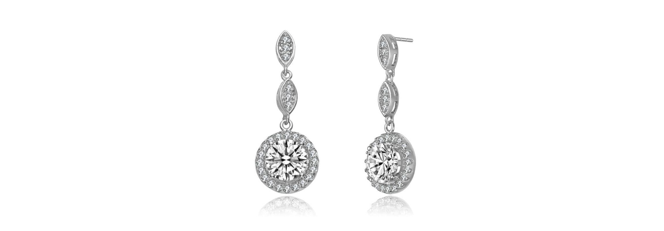 Lab Created Sterling Silver with Clear Cubic Zirconia Drop Earrings