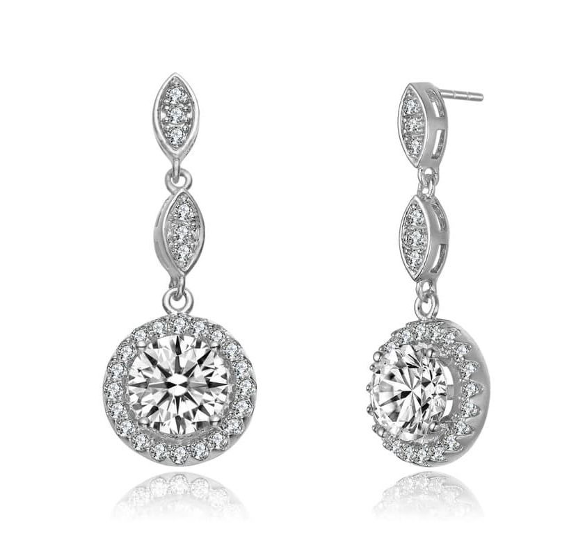 Lab Created Sterling Silver with Clear Cubic Zirconia Drop Earrings