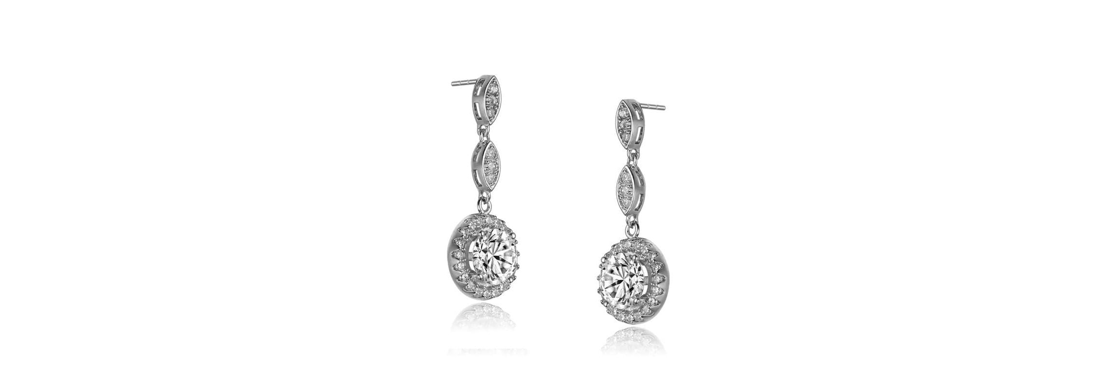 Lab Created Sterling Silver with Clear Cubic Zirconia Drop Earrings