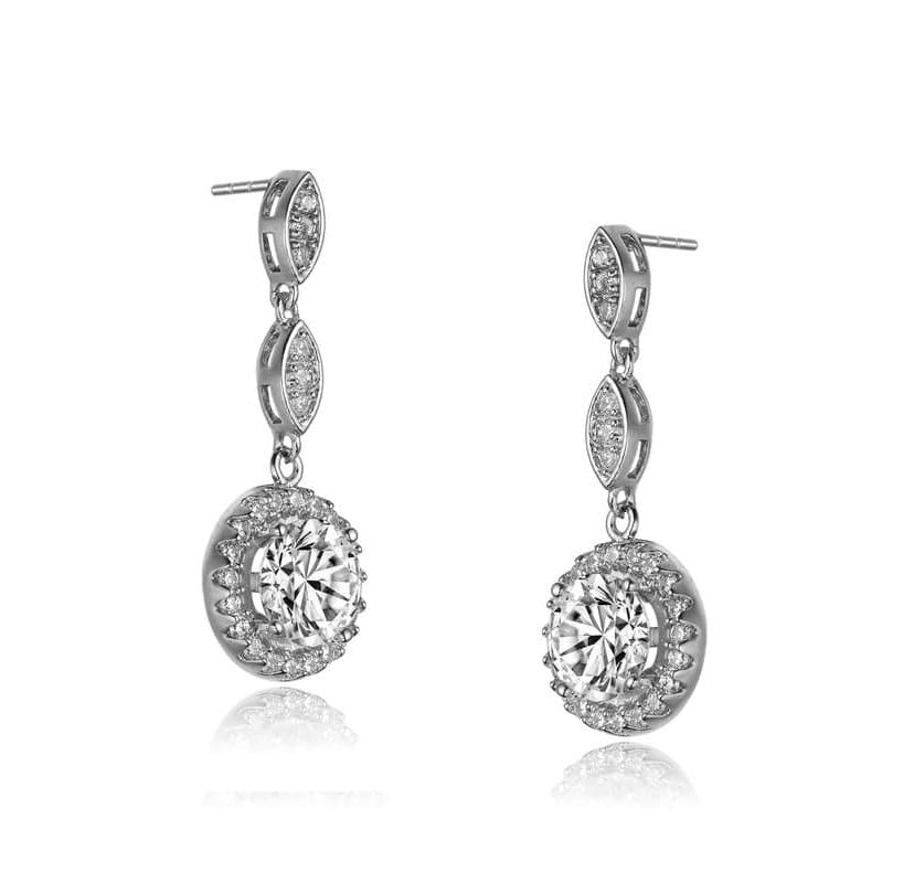 Lab Created Sterling Silver with Clear Cubic Zirconia Drop Earrings