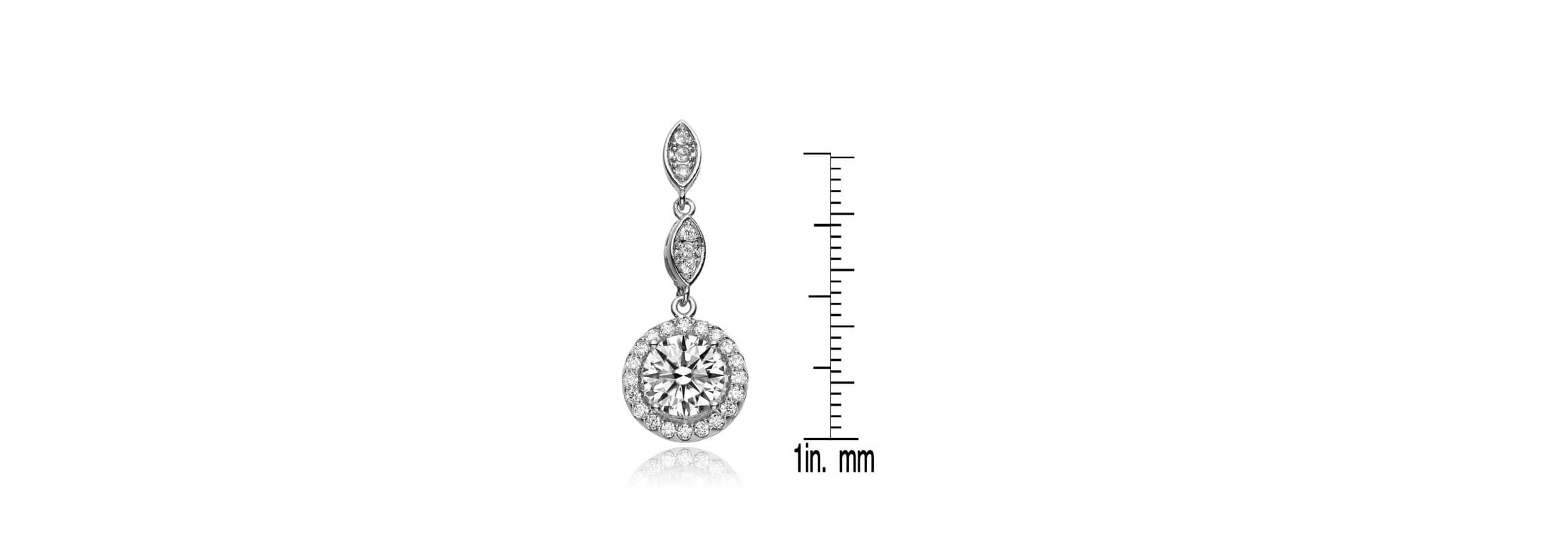 Lab Created Sterling Silver with Clear Cubic Zirconia Drop Earrings
