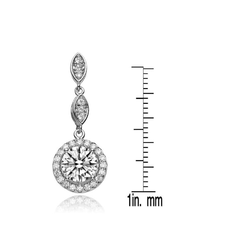 Lab Created Sterling Silver with Clear Cubic Zirconia Drop Earrings