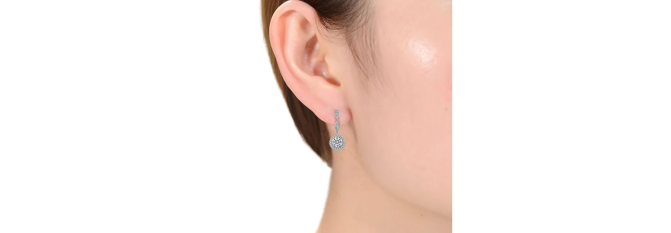 Lab Created Sterling Silver with Clear Cubic Zirconia Drop Earrings