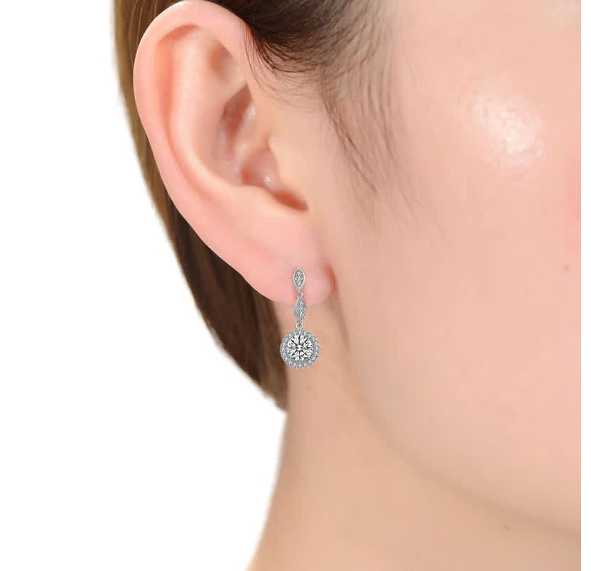 Lab Created Sterling Silver with Clear Cubic Zirconia Drop Earrings
