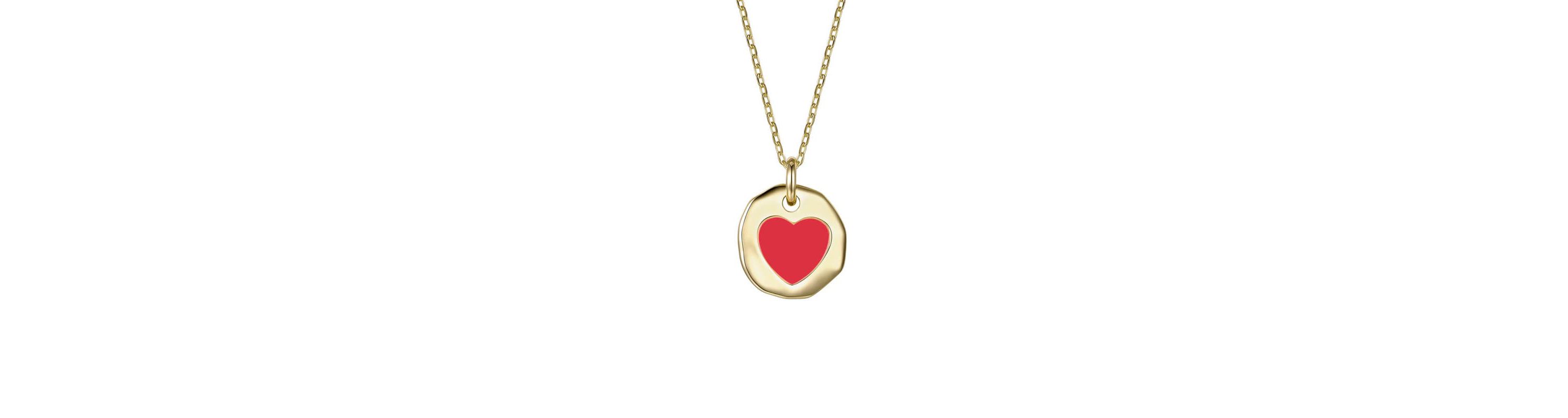 Lab Created Childrens with Colored Heart Enamel Medallion Pendant Necklace