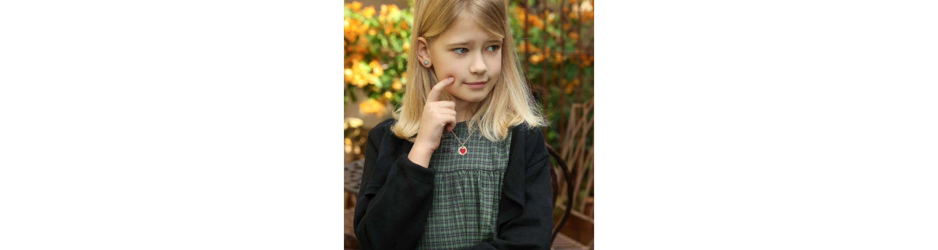 Lab Created Childrens with Colored Heart Enamel Medallion Pendant Necklace