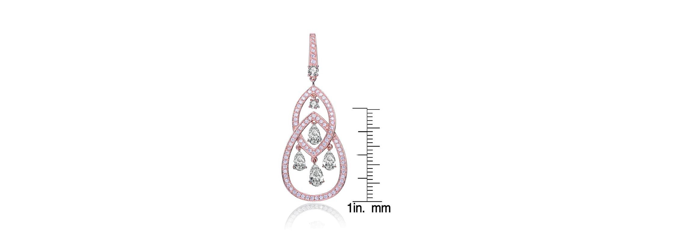 Lab Created Sterling Silver with Colored Cubic Zirconia Double Teardrop Chandelier Earrings