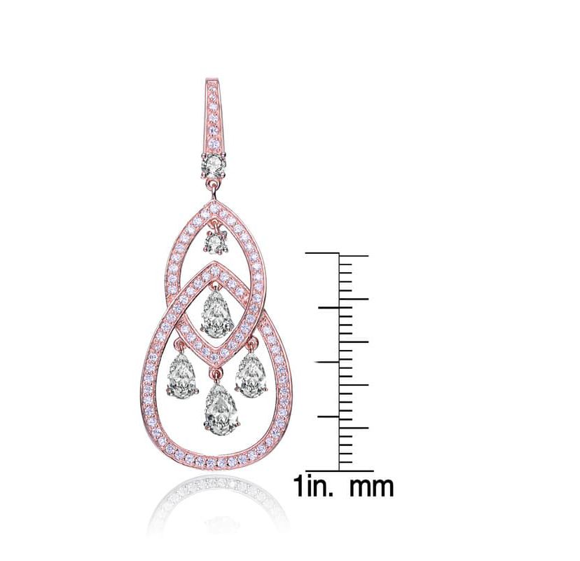 Lab Created Sterling Silver with Colored Cubic Zirconia Double Teardrop Chandelier Earrings