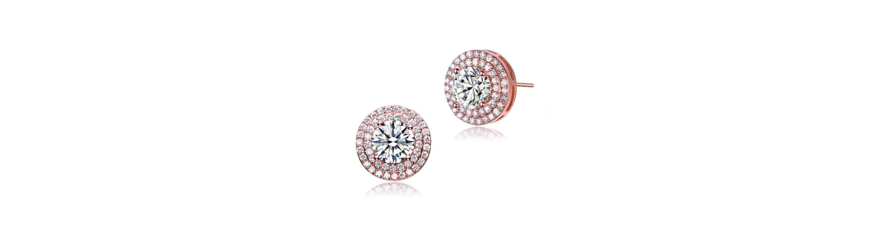 Lab Created Sterling Silver with Colored Cubic Zirconia round Halo Stud Earrings
