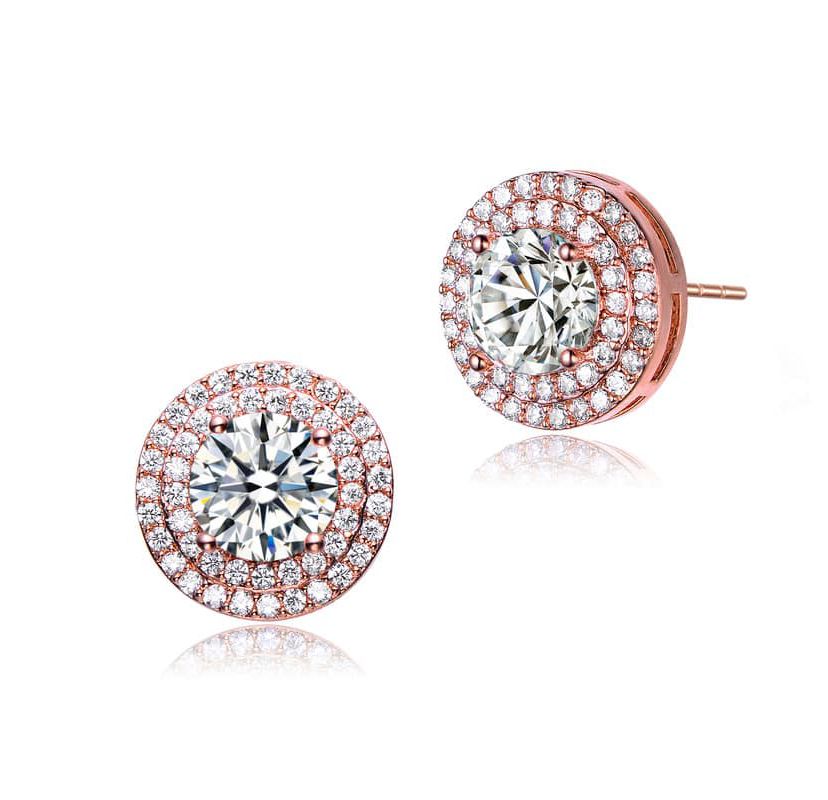 Lab Created Sterling Silver with Colored Cubic Zirconia round Halo Stud Earrings