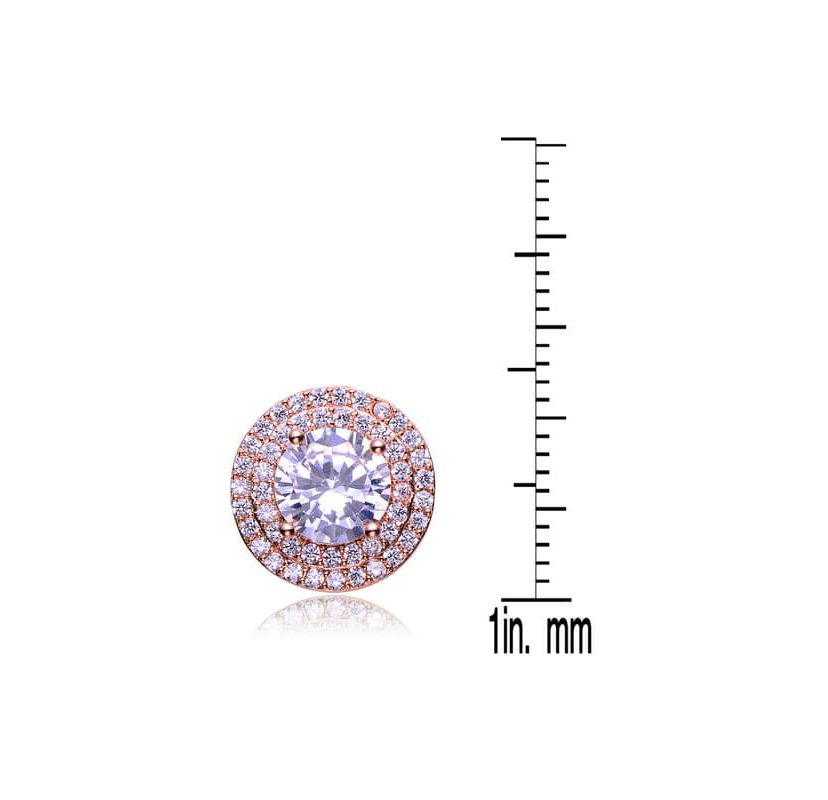 Lab Created Sterling Silver with Colored Cubic Zirconia round Halo Stud Earrings